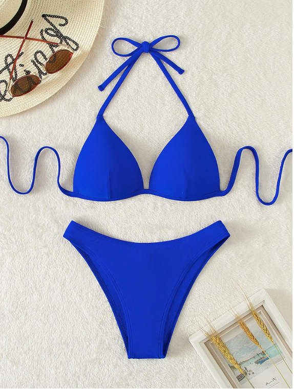 Swim Basics Bikini push-up unicolore pour la plage d'été