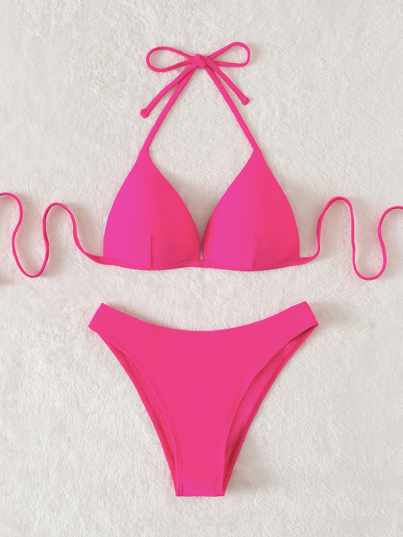 Swim Basics Bikini push-up unicolore pour la plage d'été