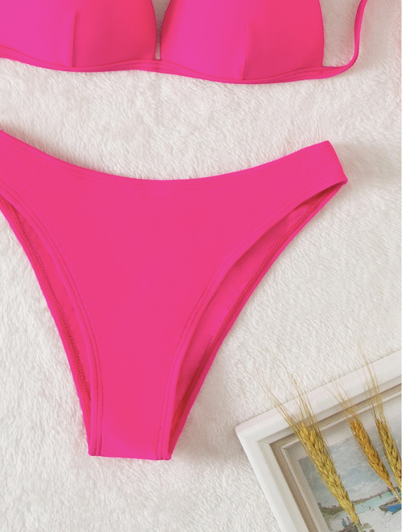 Swim Basics Bikini push-up unicolore pour la plage d'été