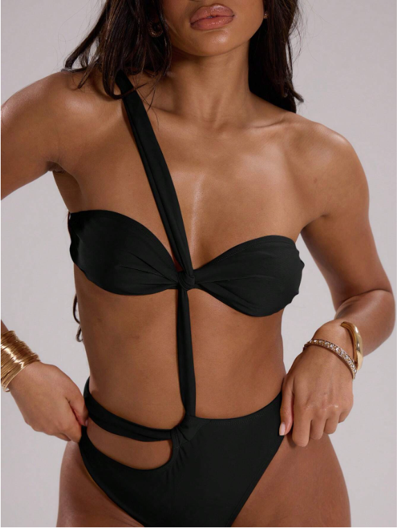 Musera Resort Maillot de bain une-pièce d'été décontracté, coupé à nouer, élégant, pour vacances balnéaires