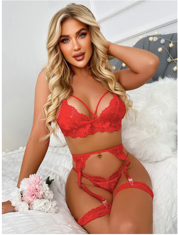 Ensemble de lingerie en dentelle jarretière & 1 paire Jarretière