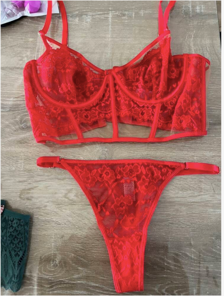 2 pièces Ensemble de lingerie femme avec patchwork en dentelle