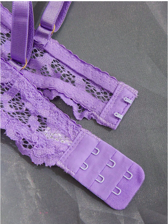 Ensemble de lingerie sexy en dentelle noire avec transparence pour les femmes