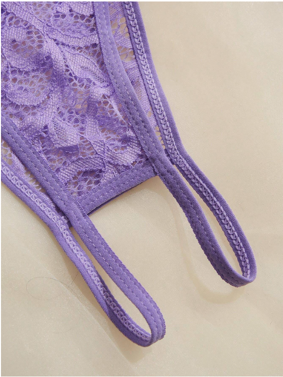 Ensemble de lingerie sexy en dentelle noire avec transparence pour les femmes