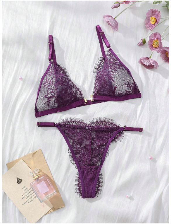 Ensemble de lingerie sexy en dentelle unie pour femmes