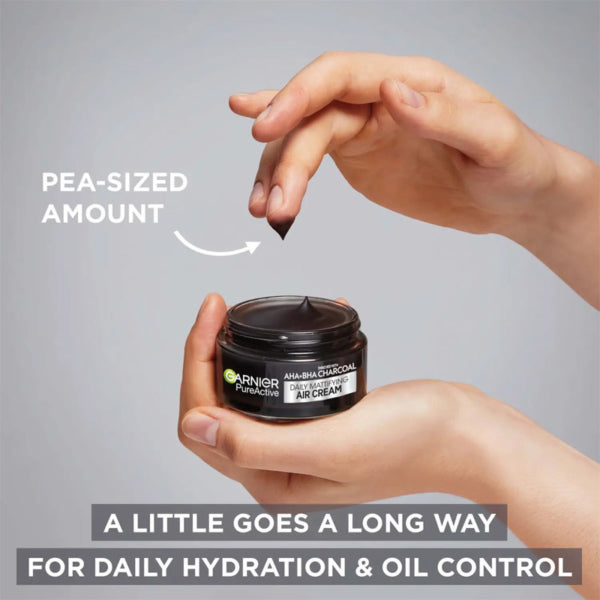 GARNIER AHA + BHA & Charcoal Air Crème Matifiante 3 en 1 Anti-imperfections