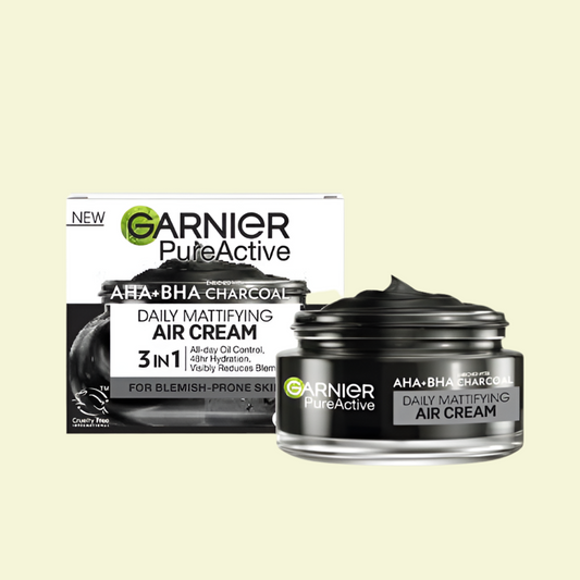 GARNIER AHA + BHA & Charcoal Air Crème Matifiante 3 en 1 Anti-imperfections