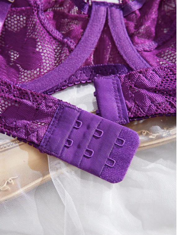 2 pièces/set Soutien-gorge en dentelle pour femme avec armature, minimaliste et mode